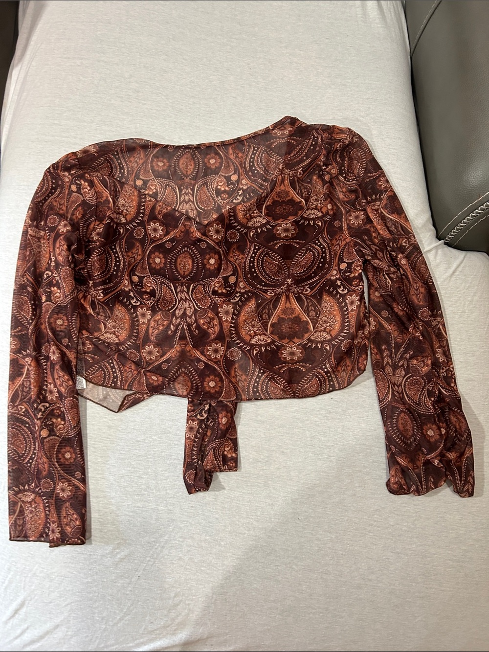 SHEIN Brown Paisley Tie-Front Women’s Top Sz 3XL - Picture 4 of 4